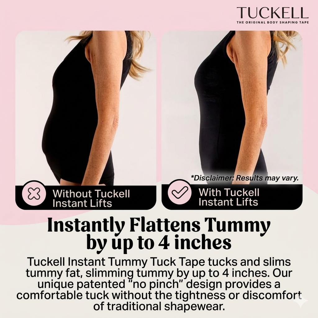 Tuckell Invisible Sculpt Tape — Trim-to-Fit, Hypoallergenic & Sweat-Resistant, 5-Pack