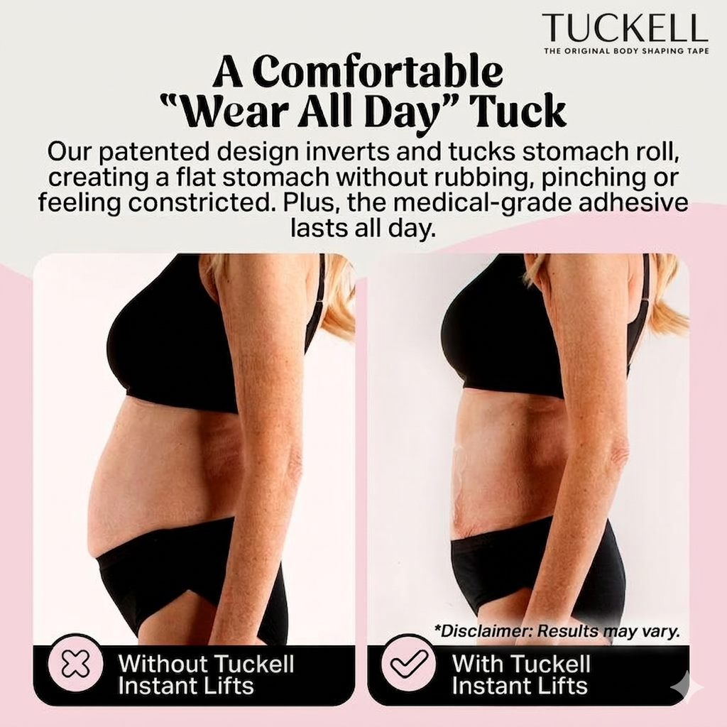 Tuckell Invisible Sculpt Tape — Trim-to-Fit, Hypoallergenic & Sweat-Resistant, 5-Pack