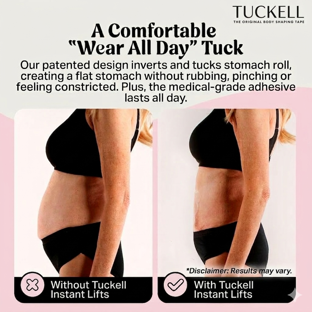 Tuckell Invisible Sculpt Tape — Trim-to-Fit, Hypoallergenic & Sweat-Resistant, 5-Pack