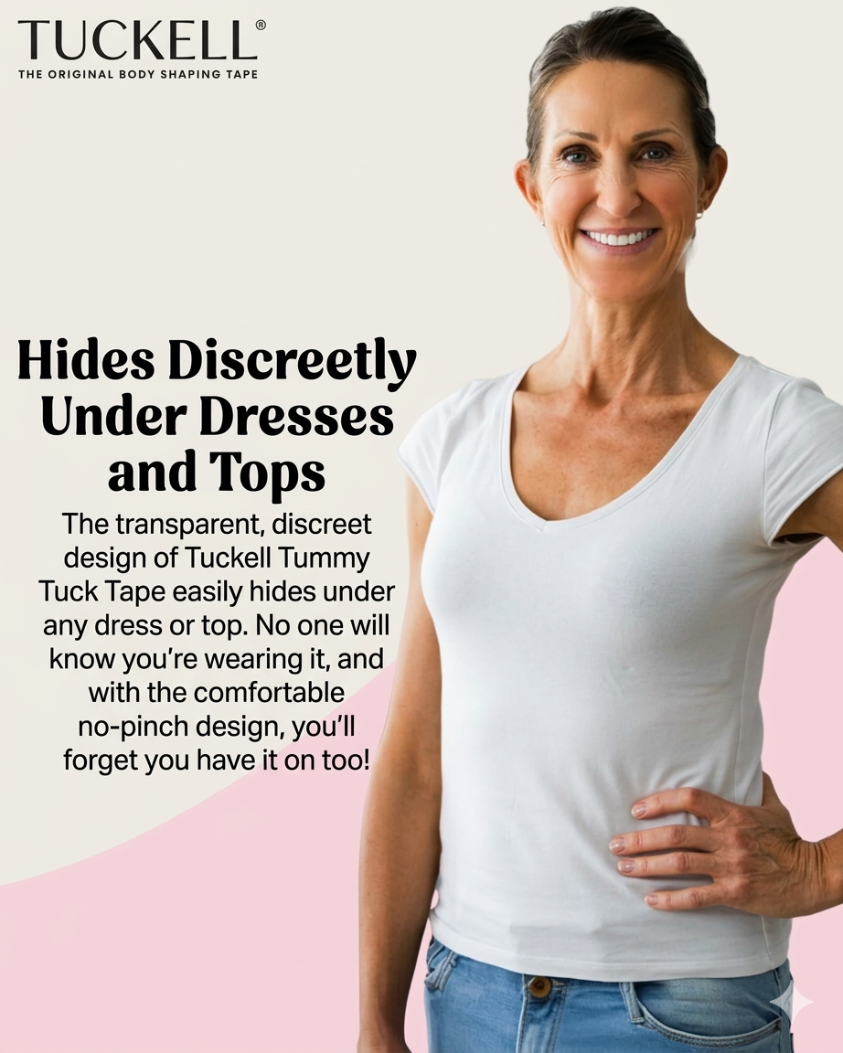 Tuckell Invisible Sculpt Tape — Trim-to-Fit, Hypoallergenic & Sweat-Resistant, 5-Pack